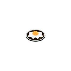 This icon features a stylized fried egg with a bright yellow yolk and white egg white, served on a black circular plate or surface. Its clean, minimalistic design makes it ideal for use in food-relate
