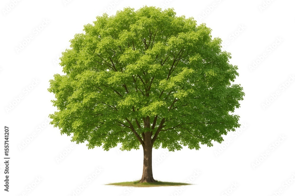 Poster elegant lush green tree on a plain white backdrop for digital and print use