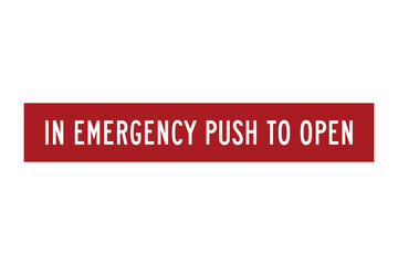 In Emergency Push to Open Sign – Red Safety Instruction for Emergency Door Access – High Quality Vectorial Stock Image
