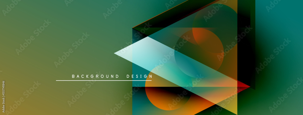 Aufkleber Abstract geometric shapes overlap, creating dynamic visual effect. Gradient colors blend, forming modern background design. Text reads background design.