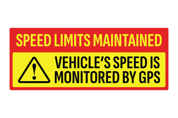 Speed Monitoring Warning Sign – GPS Vehicle Tracking Notice for Traffic Compliance – High Quality Vectorial Stock Image