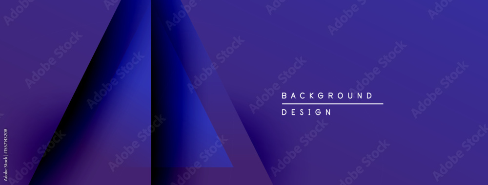 Poster abstract purple design features geometric shapes, gradients. text reads background design in right c