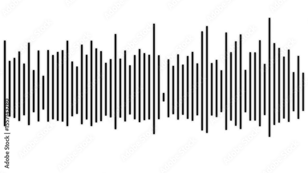 Leinwandbilder black sound waveform frequency. black audio waves on white background. seamless loop animation. anim