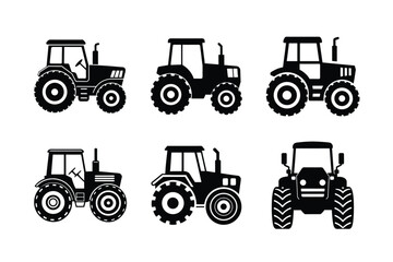 Tractor silhouette  vector  illustration, Set of black Tractor silhouette  