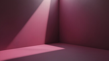 Minimalistic light background. burgundy wall with sunlight