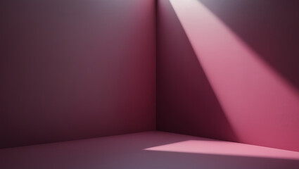 Minimalistic light background. burgundy wall with sunlight