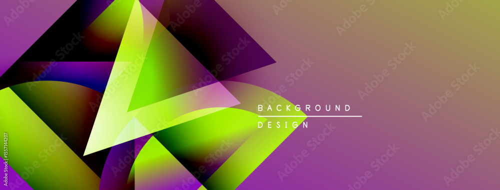 Poster Abstract geometric shapes, vibrant colors blend. Gradient background creates modern visual effect. Text reads background design.