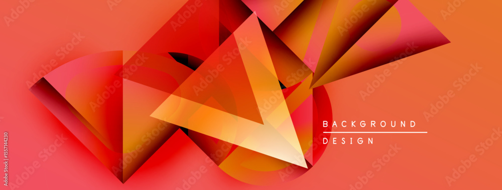 Aufkleber abstract geometric shapes overlap, creating dynamic orange, red gradients. design elements suggest d