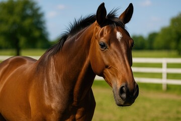 Obraz premium Equine in the field on a sunny day