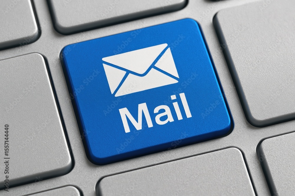 Poster email key on a grey keyboard layout