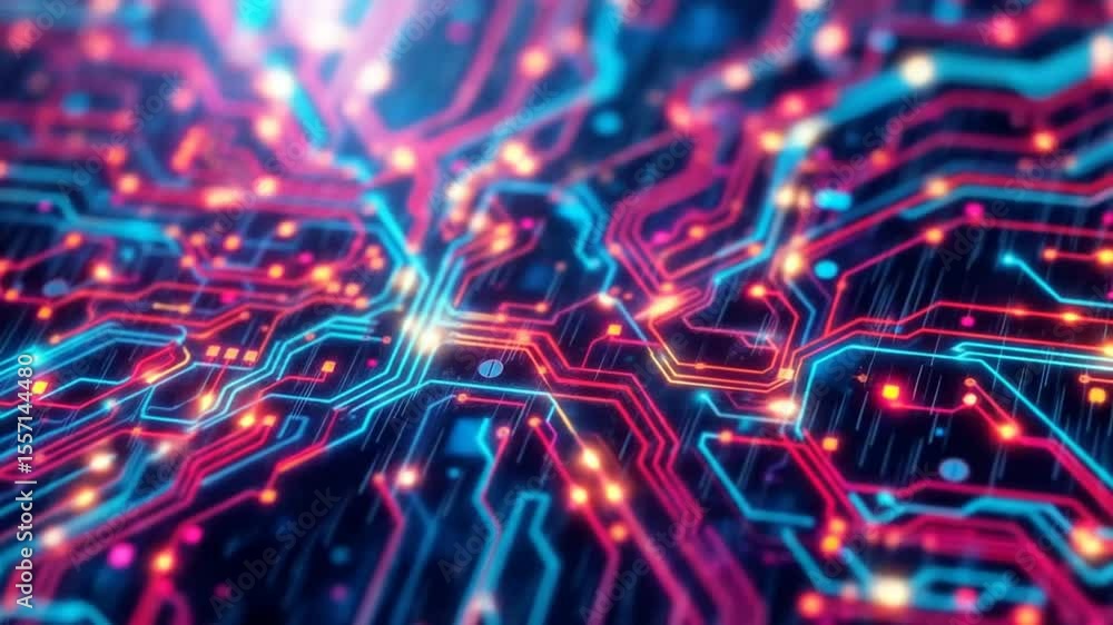 Aufkleber abstract representation of a glowing circuit board with intricate connections and nodes in a digital