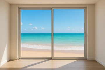 Spacious glass entrance providing a panoramic view of the shoreline