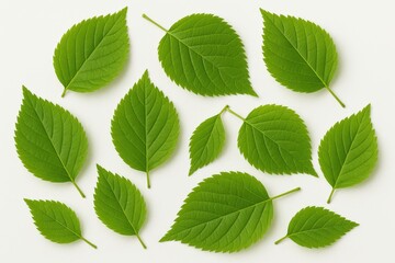 Fototapeta premium Leaves displayed on a plain white backdrop