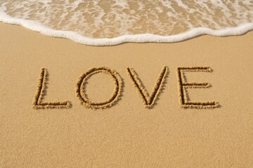 Creating love shapes in the sand along the shoreline