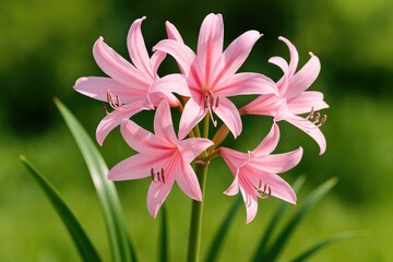 Delicate perennial with star-shaped pink flowers that bloom lightly in late summer and early fall, thriving in sunny conditions.