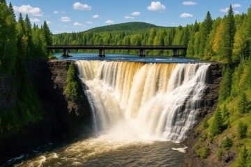 Stunning view of a waterfall in a northern region with a high-resolution image