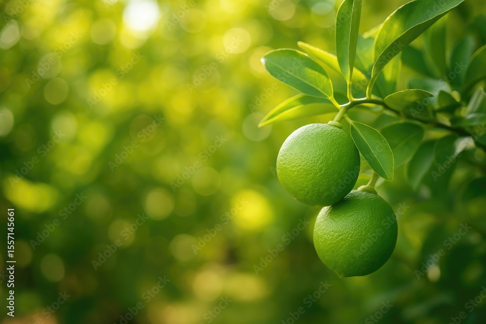 Poster lush lime grove with soft-focus bokeh backdrop