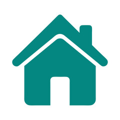 Classic Solid Teal House Home Icon Flat Design Vector Illustration - Real Estate Property Graphic