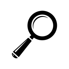 Classic Solid Black Magnifying Glass Flat Design Vector Illustration - Search Discovery Graphic