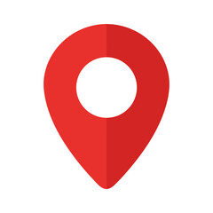 Classic Solid Red Map Pin Location Marker Flat Design Vector Illustration - GPS Navigation Graphic