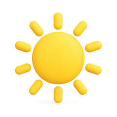 3D Icon &ndash; Radiating Yellow Sun with Rounded Rays