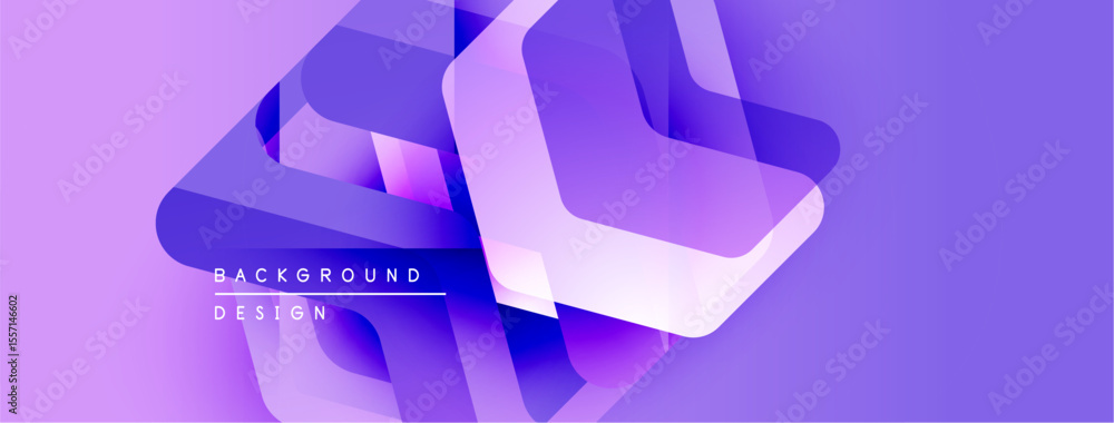 Poster Abstract purple design features overlapping geometric shapes. Gradient colors create dynamic visual effect. Modern background texture.