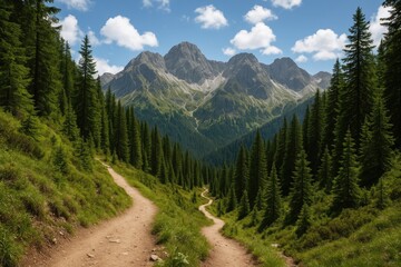 Obraz premium Hiking Adventure Along the Mountain Path