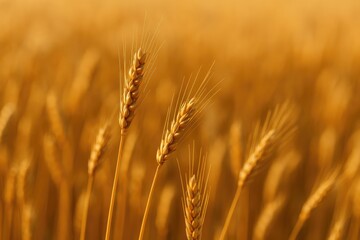 Fototapeta premium Golden stalks of mature wheat ready for harvest