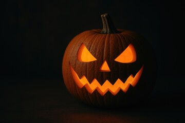 Spooky Halloween celebration featuring a pumpkin with a brown exterior and orange interior against a dark backdrop
