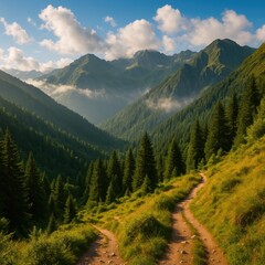 Fototapeta premium Scenic view of mountain ranges in Eastern Europe