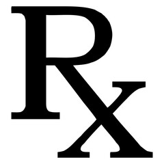 Icono receta para farmacia. Símbolo medicamentos. Logo con letras RX aisladas