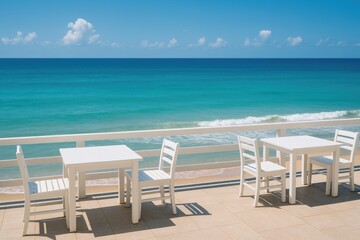Relaxing seaside cafe with a scenic view