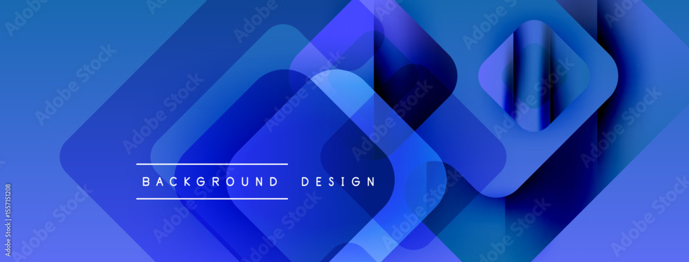 Aufkleber Abstract blue geometric shapes overlap. Gradient background creates depth, modern design element. Text reads background design.