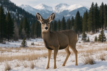Obraz premium Female mule deer in their natural habitat