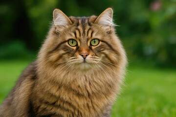 Brown tabby male feline of the Siberian breed