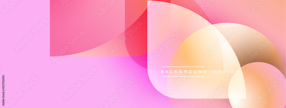 Poster Abstract pink background. Overlapping shapes create dynamic visual effect. Gradient colors add depth, modern aesthetic.