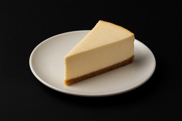 Single cheesecake dessert displayed on a dark surface