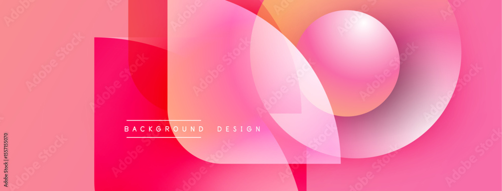 Poster abstract pink design features overlapping shapes, gradients. modern aesthetic, suitable for backgrou
