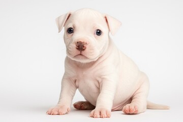 Fototapeta premium Studio photo of a small American Pit Bull Terrier puppy