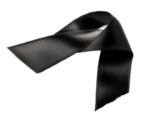 Black ribbon symbolizing mourning and remembrance.