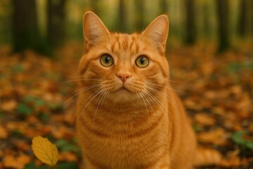 Domestic feline with a red coat in a cozy setting
