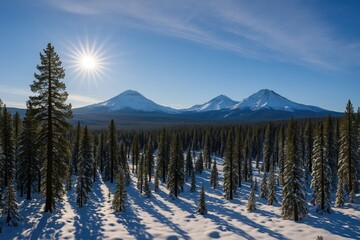 Mountain Range Beyond Bend's Cascade Peaks
