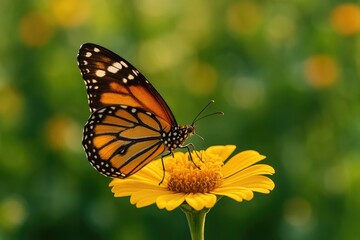 Obraz premium A butterfly perched gently on a blooming flower
