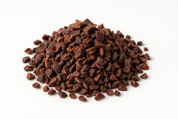 Fototapeta premium Chocolate nibs displayed on a plain white surface