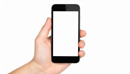 Modern Smartphone in Hand with Isolated Background and Blank Screen Mockup

