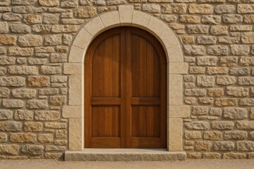 Stone wall with a gate door