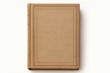Hardcover paper book seen from the front on a white background