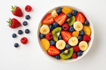 Aerial perspective of a fruit salad bowl