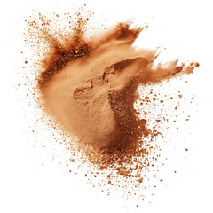 Exploding Brown Powder Particle Cloud on transparent background