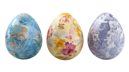 Fototapeta premium Decorative Easter eggs with floral patterns.